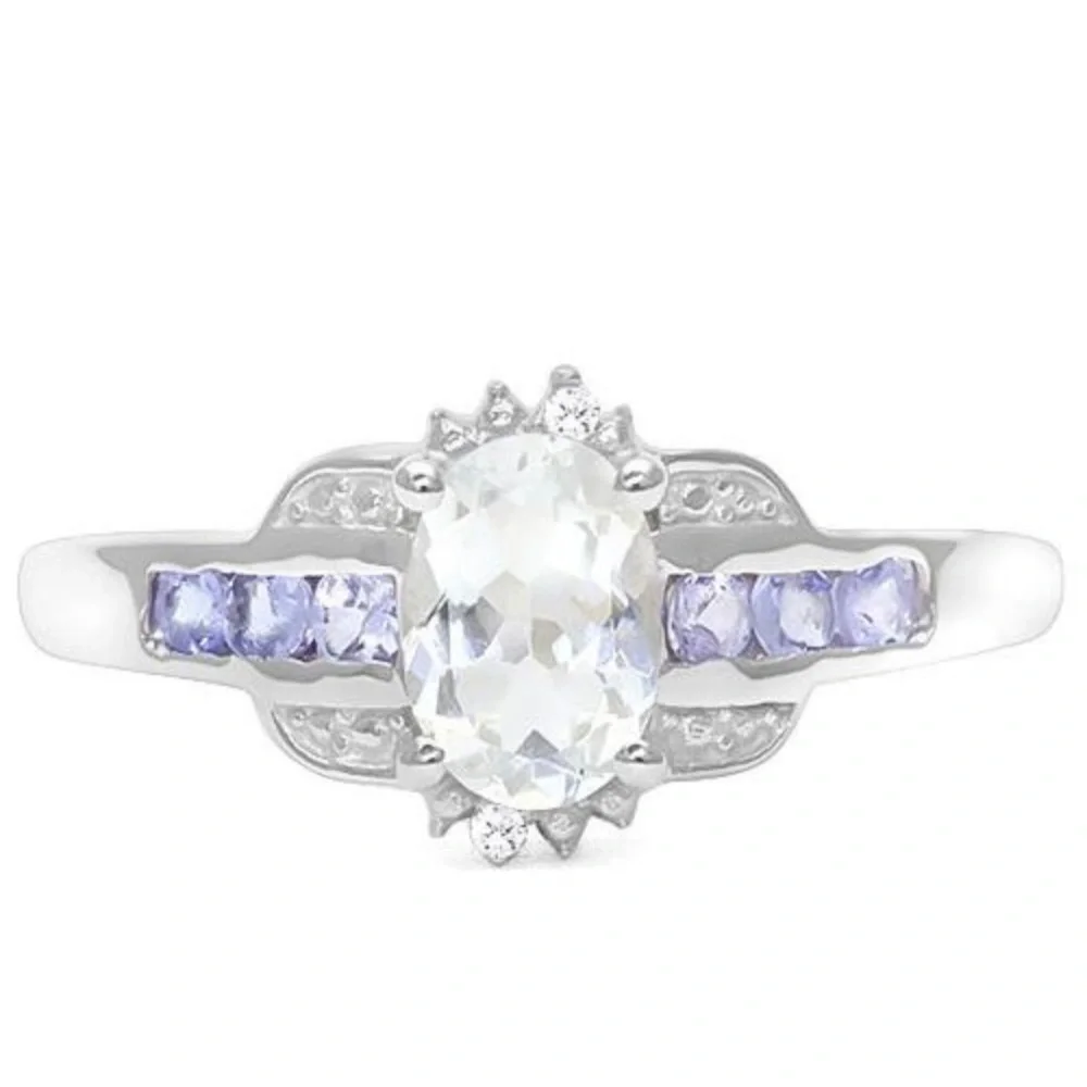 Aquamarine and Tanzanite Ring‎ in Sterling Silver Size 7